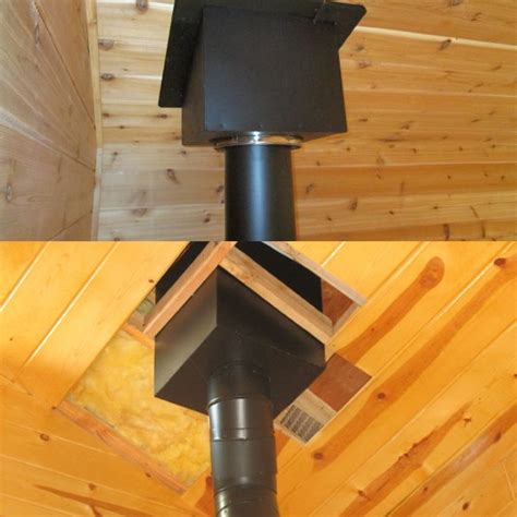 wood stove cathedral ceiling support box